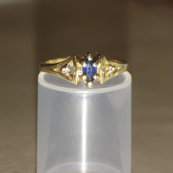 Vintage 1950 Stylecrest 14K Yellow Gold Ring Blue Sapphire Diamond Size 5.5 READ - Picture 7 of 16